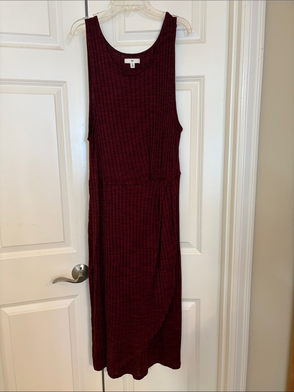 bp Sleeveless Ribbed Midi Dress in Burgundy